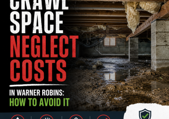Damaged crawl space with moisture, mold, and wood rot showing the cost of neglect