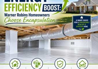 Crawl space encapsulation improving energy efficiency and moisture protection in a Warner Robins home