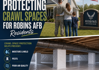 Robins AFB home crawl space with moisture and pest protection under the house