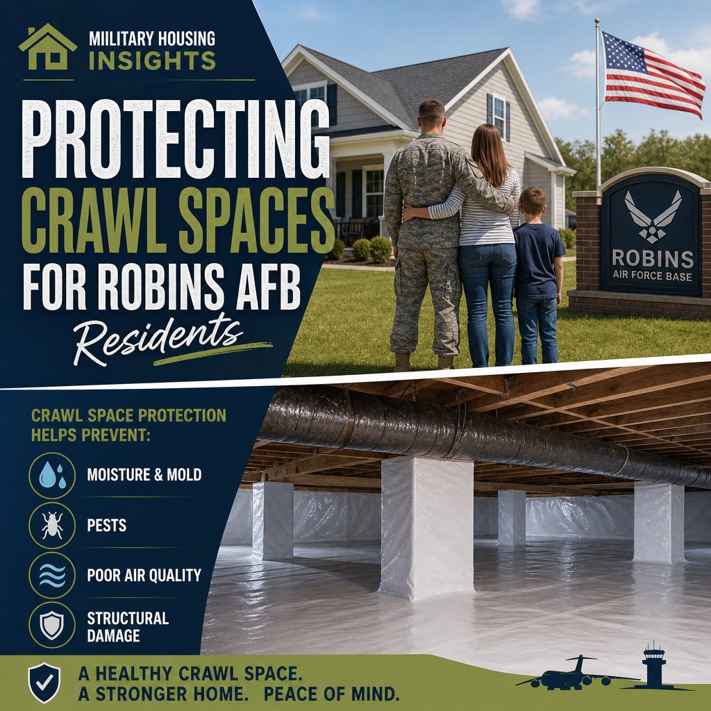 Robins AFB home crawl space with moisture and pest protection under the house