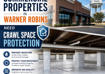 Commercial building crawl space protection helps prevent moisture, pests, and damage in Warner Robins.