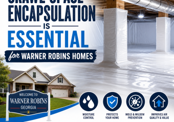 Crawl space encapsulation in a Warner Robins home helps control moisture, prevent mold, and improve air quality.